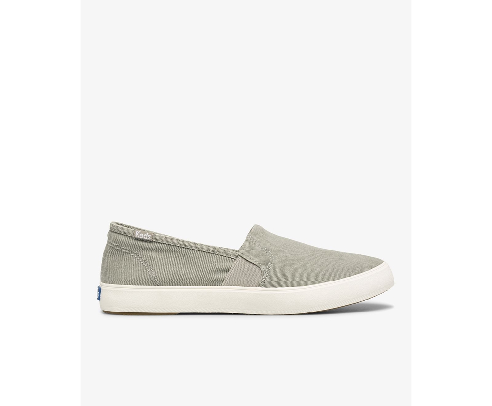 Womens Keds Slip Ons - Clipper Washed Solids - Grey - 3294-VUTOG